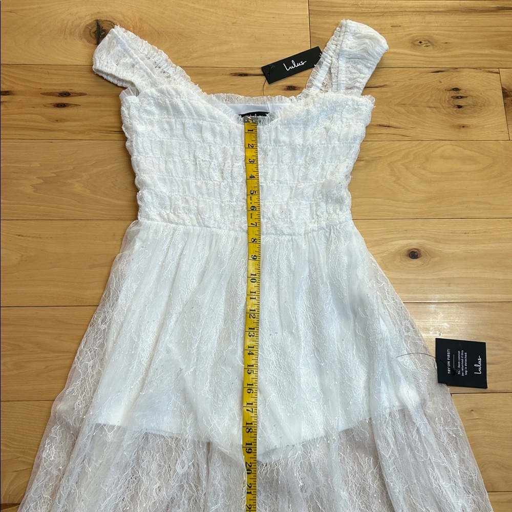 NWT Lulus White Sheer Lace Midi Dress | Size Small - Picture 5 of 11